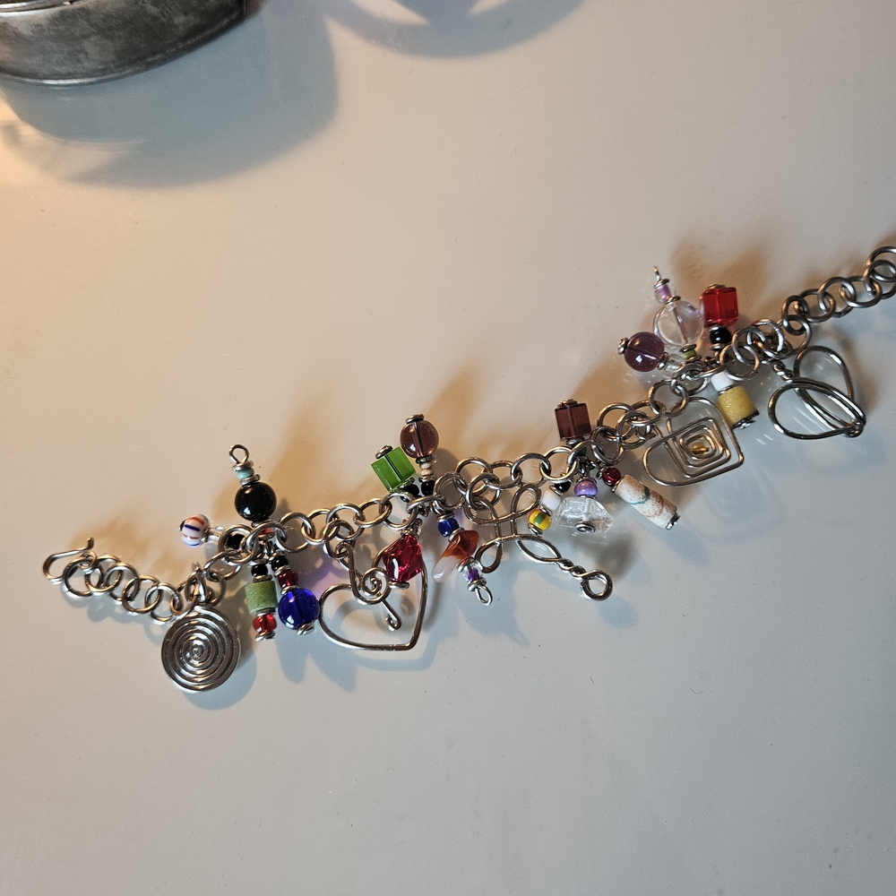 Colorful Glass Bead Charm Bracelet